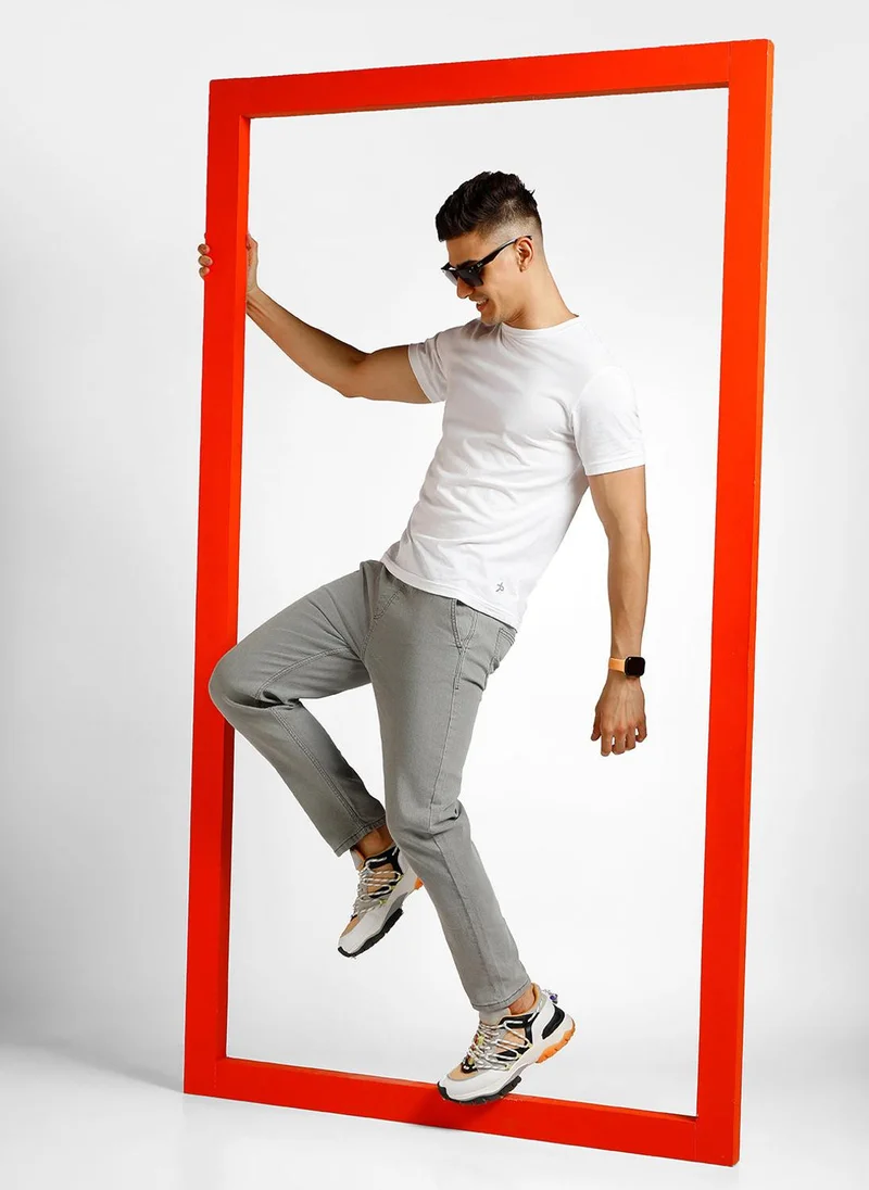 Urbano Fashion  Urbano Fashion Men's Ice Grey Regular Fit Washed Jogger Jeans Stretchable for Men | Best Price UAE